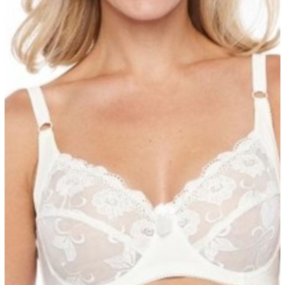 NWT Carnival 40C Full Figure Floral Lace Bra 511 White 131595